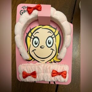Cindylou who the grinch Headband and Wristbands with Red Bows